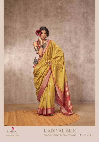 KADIYAL SILK BY RAJTEX FABRICS DESIGNER BHAGALPURI HANDLOOM WEAVING SILK SAREE WHOLESALER IN INDIA